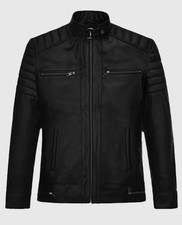 Giacca biker uomo pelle nera
