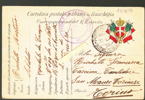 Ww1 1916 franchigia posta - ww1,