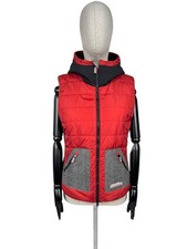 LUIS TRENKER BERG Alpine Loden gilet imbottito con cappuccio giacca rosso donna