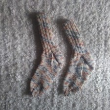 Calze di lana fatte a mano. Lavorazione a ferri, beige sfumato. Tg. 38-40 NUOVE