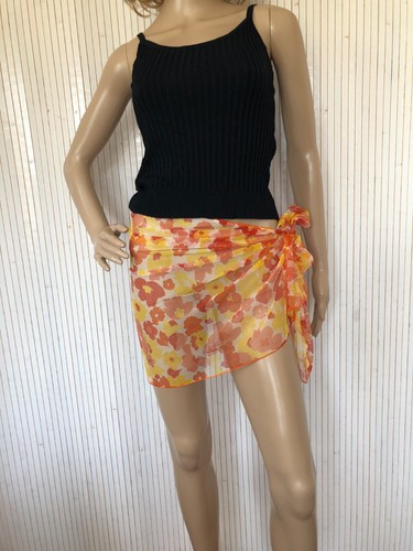 Gonna pareo arancione fiori - gonna,