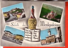 CARTOLINA  MONTEPULCIANO   VIAGGIATA 1968  SALUTI VEDUTE FIASCO DI VINO  REGALO