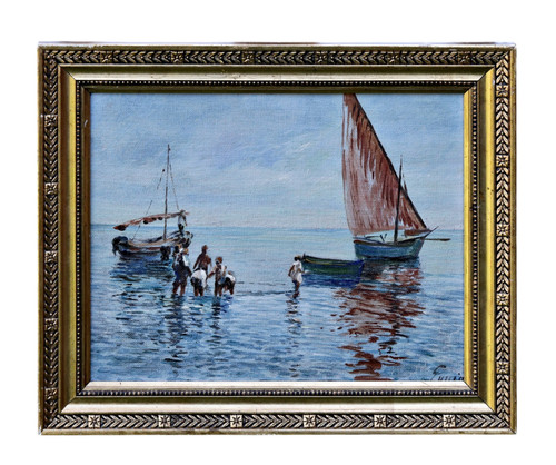 Segelboote mare con figure - al,