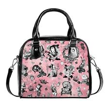 Borsa a mano Muchier rosa gotica Alice Wonderland Messenger oro nero cinturino a tracolla