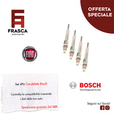 Candelette Bosch Set 4 Pezzi Fiat Qubo 225 1.3 D Multijet 2008/2021