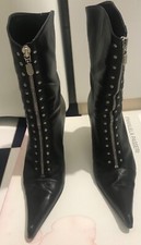 stivaletti donna tacco alto marca Emanuela Passeri taglia 38 in pelle nero