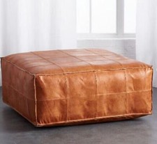 Leather pouffe ottoman - leather,