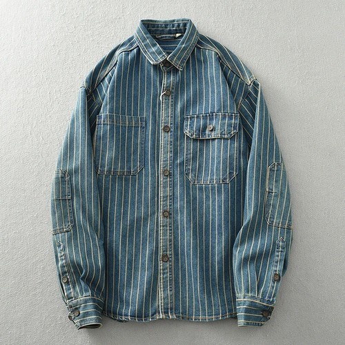 Camicia denim righe verticali