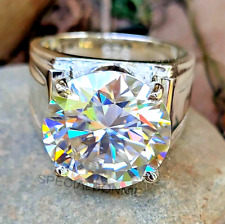 RARO Anello Uomo Solitario Diamante Bianco Certificato 10,50 Ct! Borchie diamantate GRATIS!