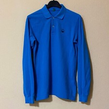 Benetton Maglia Polo Manica Lunga Blu Logo 2XL Casual Basic Classico 11-12 anni