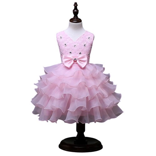 Bambina abito strati rosa - bambina, c