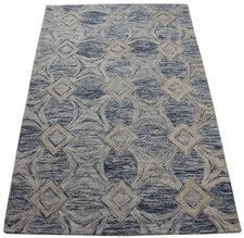 Tappeto 100% Lana Beige Blu