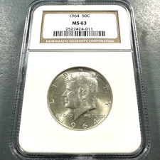 1964 50C ARGENTO Kennedy mezzo dollaro, NGC MS63 (86757)