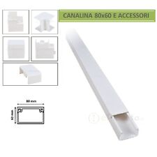 2 mt Canalina per cavi elettrica 80x60 mm in plastica passacavi bianco coprifili