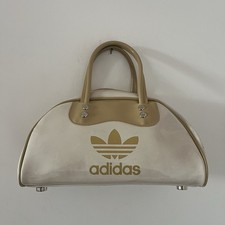 Adidas Retro Bowling Style Bag Beige Trefoil Logo Bottom Studs Vintage 90s
