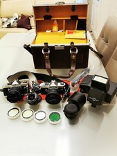 DUE FOTOCAMERE ANALOGICHE PENTAX MX ED ACCESSORI VALIGIA FLASH TOSHIBA FILTRI 