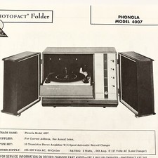 Giradischi Phonola 1966 4007 filo schema manuale di servizio vintage originale