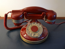 Telefono Vintage Rosso Telcer anni 70 80 a disco rotella Hollywood Funzionante