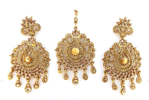 Set orecchini lunghi kundan - orecchini,