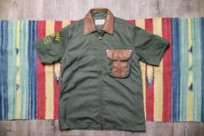 AVIREX RARE HERITAGE MILITARY SHIRT LEATHER POCKET WWII PRINT M SIZE