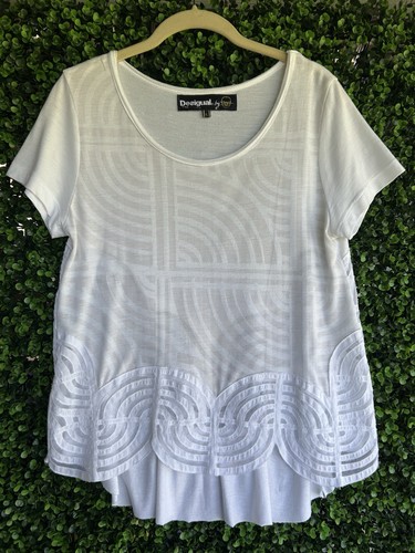 Top desigual bianco manica - top,