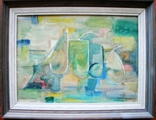 AFRO BASALDELLA ITALIA 1912-1976 EXCELENTE COMPOSICION ABSTRACTA O/T 49X38 CMS