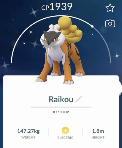 Shiny raikou pokemon - gen2, go