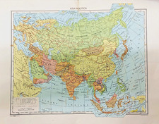 Asia fisica e politica cartina geografica annni 60