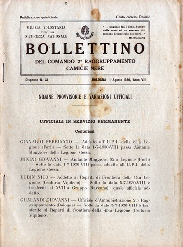 Bollettino camicie nere mvsn - nere,