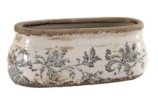 VASO OVALE CERAMICA SCAVO CACHEPOT CENTROTAVOLA VINTAGE RETRò ANTICATO 24*11*9CM