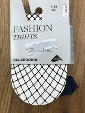 Collant medi a rete da pesca Calzedonia, 3/4 M/L, blu, logo in vita, nuovi con etichette, ctrl €9,95