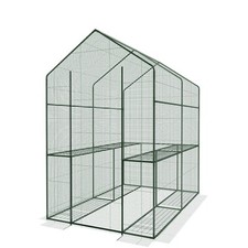 Serra da giardino per orto con 4 ripiani in metallo telo retinato 120x186x190 cm