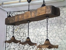 Lampadario in stile rustico in legno e terracotta trave antichizzata da 120 cm