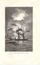 Stampa antica VELIERO ESPLOSO NAUFRAGIO in MARE 1876 Antique print