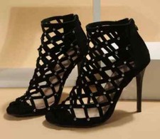 Stivali Estivi Tronchetto 11 Cm Nero Rosso Beige Alti Pelle Sintetica 48755