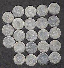 Lotto "5 LIRE":23 pezzi - Anno 1952-1953-1954-1955-1967-1968-1973-1974