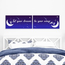 Capezzale Moderno su Tela con Frase |Q1006|  Set di 2 Quadri per Camera da Letto