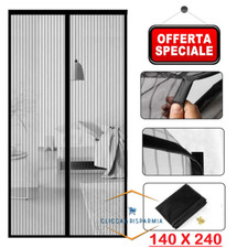 TENDA ZANZARIERA MAGNETICA CON CALAMITA 140 X 240 CM NERA PER PORTA BALCONE
