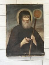 Antico Dipinto Olio Su Tela San Francesco Di Paola Cm 51x72