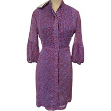 Abito Almatrichi colletto mandarino taglia 36 US 6 plissettato davanti viola rosso vortice nuovo con etichette