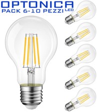 10 / 6 LAMPADINE 8w=54w OPTONICA LED FILAMENTI E27 LAMPADINA GOCCIA SFERA LUCE