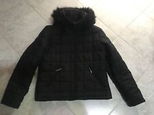Giubbotto Donna, taglia 46, Nero con cappuccio e pellicciotto ecologico