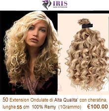 Hair Extension Ricci Cheratina Iris 50 Ciocche capelli veri naturali Remy 55 cm
