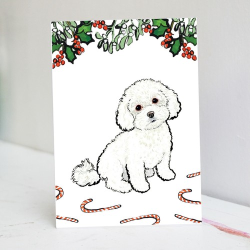Biglietto natale maltipoo - biglietto, di