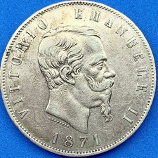 Italy 1871M BN 5 Lire