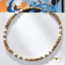 COLLANA UOMO SURFISTA LEGNO DI COCCO E ARGILLA POLIMERICA AGGANCIO IN METALLO