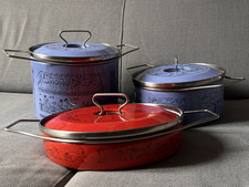 Set di 3 Pentole Siltal  Smaltate Anni 70 Design Carla Agnelli