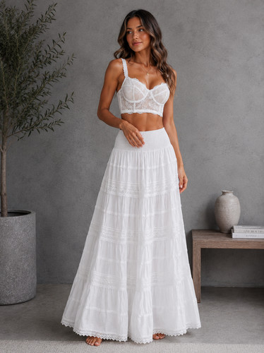 Maxi gonna bianca cotone - , a