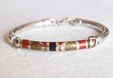 Vintage anni 80 -Bracciale in argento e smalti rosso nero - Ottime condizioni