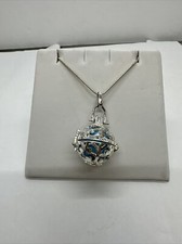 Collana Engelsrufer che chiama un angelo, sfera sonora blu in argento sterling.